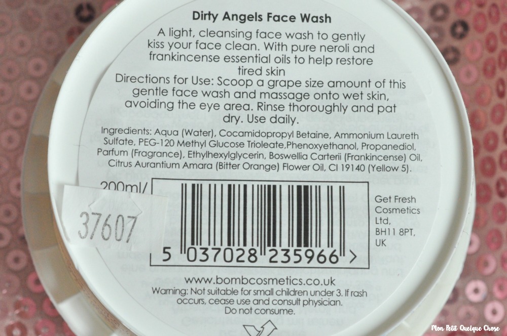 Dirty Angels Face Wash de Bomb Cosmetics - Mon Petit Quelque Chose